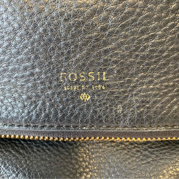 FOSSIL PRESTON FOLDED OVER LEATHER TOTE BLACK - Picture 3 of 13